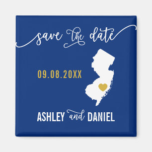 Navy New Jersey Wedding Save the Date Map Magnet