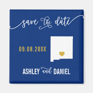 Navy New Mexico Wedding Save the Date Map Magnet