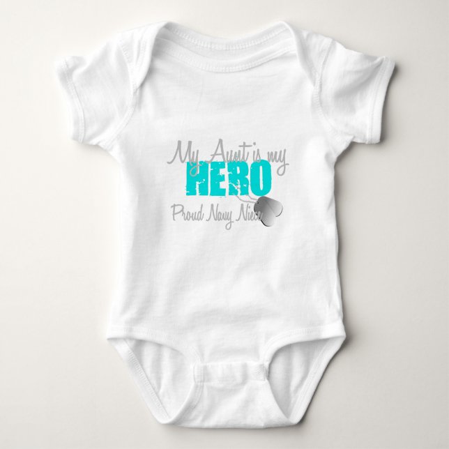 Navy Niece Hero Aunt Baby Bodysuit (Front)