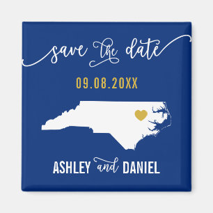 Navy North Carolina Wedding Save the Date Map Magnet