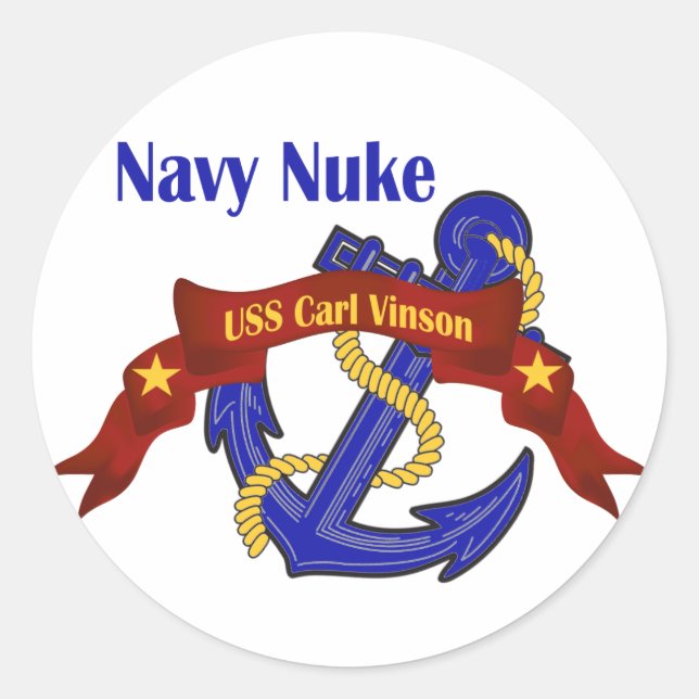 Navy Nuke ~ USS Carl Vinson Classic Round Sticker (Front)