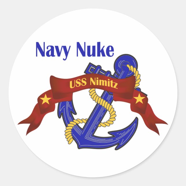 Navy Nuke ~ USS Nimitz Classic Round Sticker (Front)