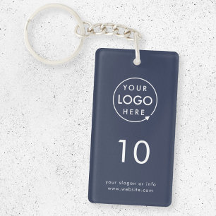 Navy Number   Modern Blue Hospitality Business Key Ring