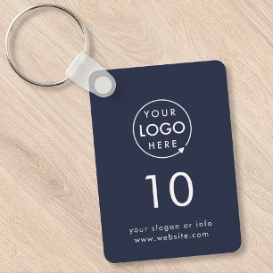 Navy Number   Modern Blue Hospitality Business Key Ring