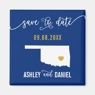 Navy Oklahoma Wedding Save the Date Map Magnet