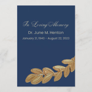 Navy Olive Leaf Funeral Memorial Program