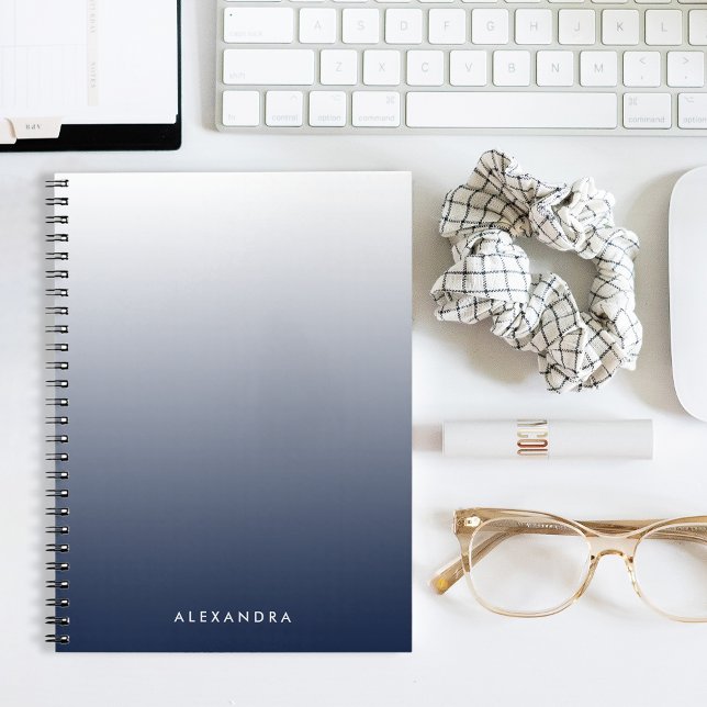 Navy Ombre Gradient Personalised Notebook (Creator Uploaded)