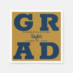 Navy on Gold Graduation Napkin