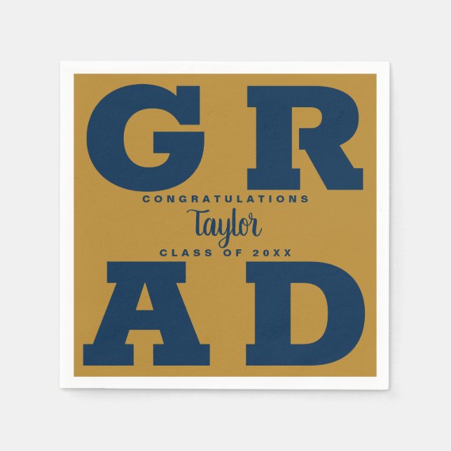 Navy on Gold Graduation Napkin (Front)