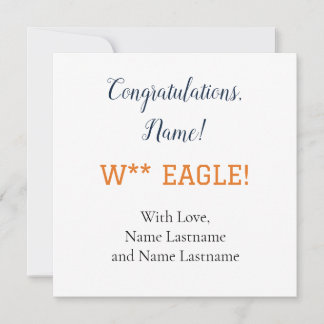 NAVY, ORANGE Auburn,Alabama Personalised Gift Card