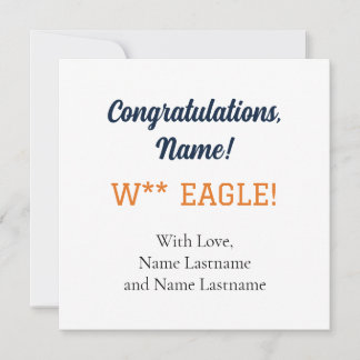 NAVY, ORANGE Auburn,Alabama Personalised Gift Card