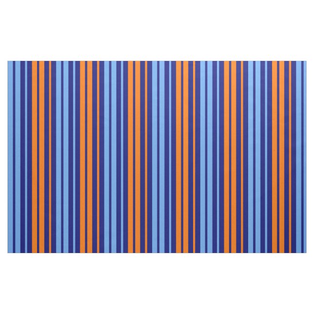 Navy Orange Cyan Vertical Stripes Design   Fabric (Fat Quarter)