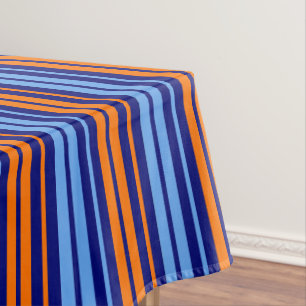 Navy Orange Cyan Vertical Stripes Design   Tablecloth