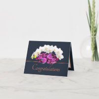 Navy Orange Orchid/Peony Bouquet Congratulations