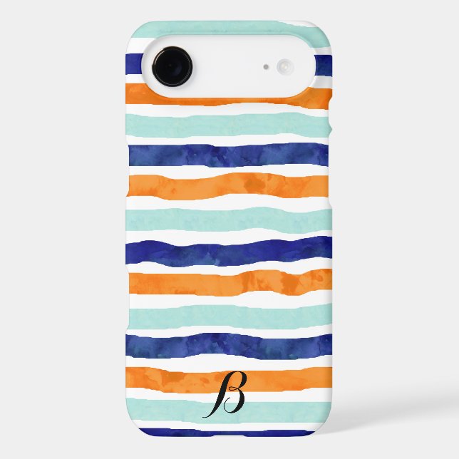 Navy Orange Sky Blue Stripes iPhone 6/6s Plus Case (Back)