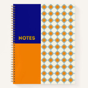 Navy Orange Sunburst Diamond Notebook - M