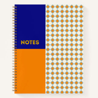 Navy Orange Sunburst Diamond Notebook - S