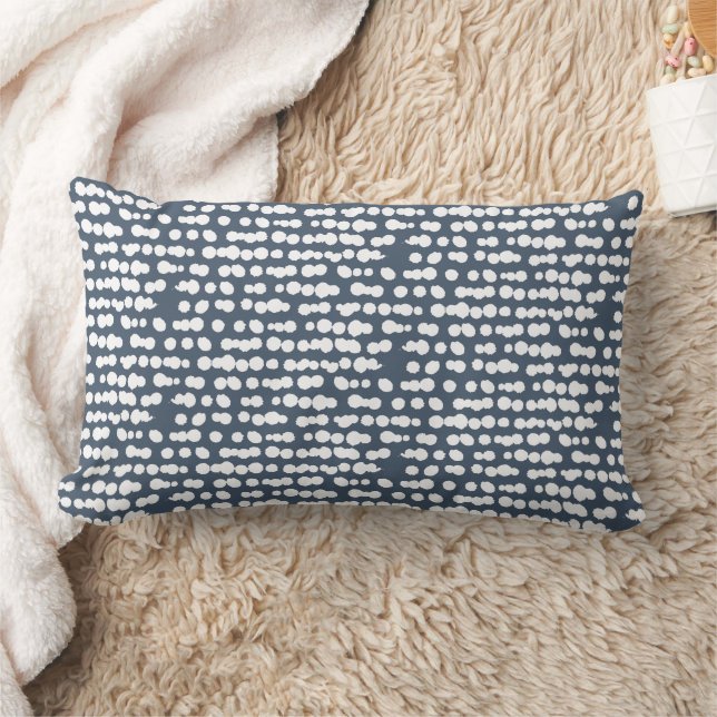 Navy Organic Dots Markmaking Pattern Lumbar Cushion (Blanket)