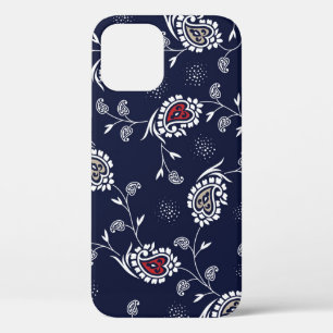 Navy Paisley: Elegant Pattern Design. iPhone 12 Case