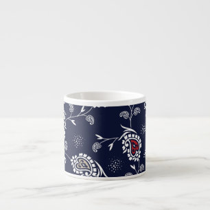 Navy Paisley: Elegant Pattern Design. Espresso Cup