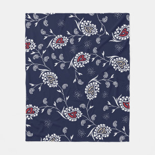 Navy Paisley: Elegant Pattern Design. Fleece Blanket