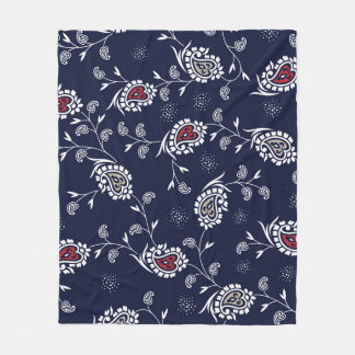 Navy Paisley: Elegant Pattern Design. Fleece Blanket
