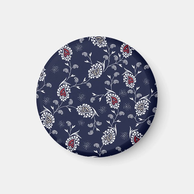 Navy Paisley: Elegant Pattern Design. Magnet (Front)