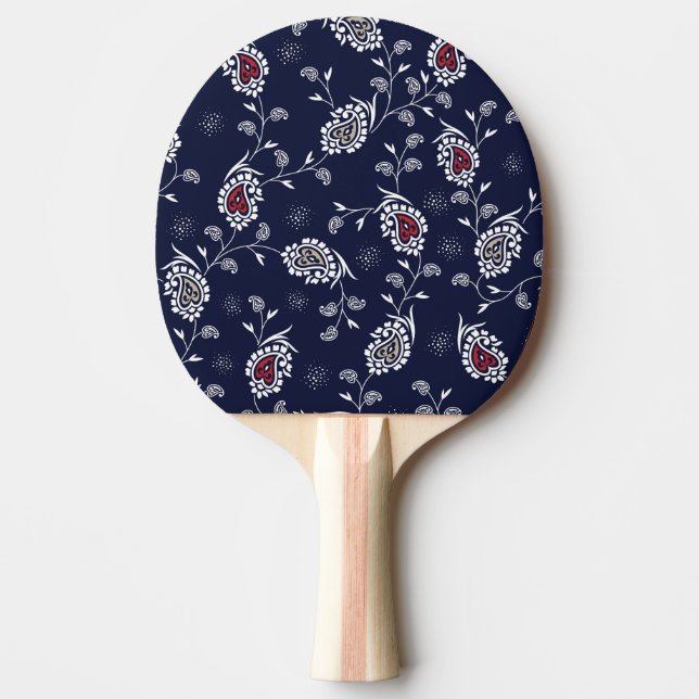 Navy Paisley: Elegant Pattern Design. Ping Pong Paddle (Front)