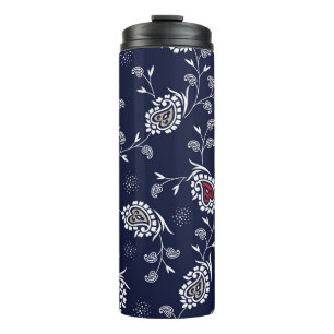 Navy Paisley: Elegant Pattern Design. Thermal Tumbler