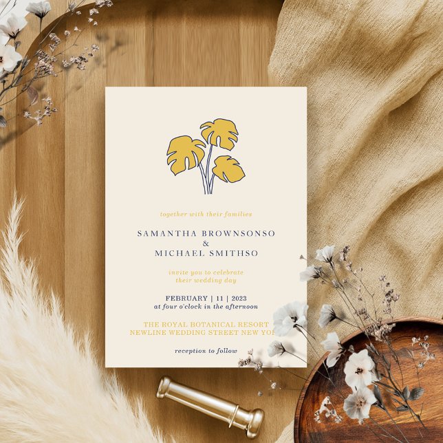 Navy Palm Botanic Tropical Invitation (Creator Uploaded)