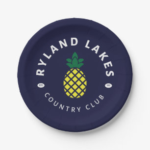 Navy Paper Plates - Pineapple Plate