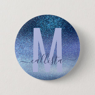 Navy Pastel Blue Triple Glitter Ombre Gradient 6 Cm Round Badge