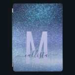Navy Pastel Blue Triple Glitter Ombre Gradient iPad Pro Cover<br><div class="desc">This elegant, glamourous, and chic print is perfect for the trendy and stylish girly girl. It features a faux printed sparkly navy blue glitter into periwinkle blue into pastel blue gradient ombre. It's modern, pretty, girly, unique, and cool. Just customise with your personalised monogram and initial. ***IMPORTANT DESIGN NOTE: For...</div>