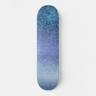 Navy Pastel Blue Triple Glitter Ombre Gradient Skateboard