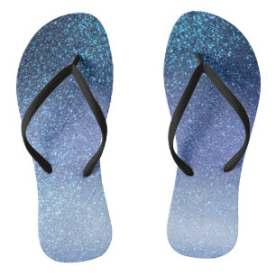 Navy Pastel Blue Triple Glitter Ombre Gradient Thongs