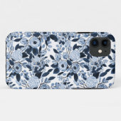Navy Pastel Blue Watercolor Floral Pattern Case-Mate iPhone Case (Back (Horizontal))