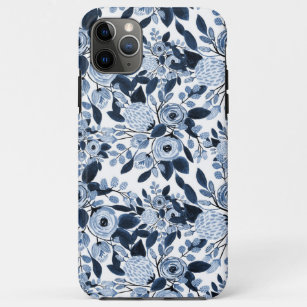 Navy Pastel Blue Watercolor Floral Pattern Case-Mate iPhone Case