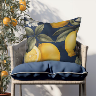 Navy Patio Outdoor Lemons European Cushion