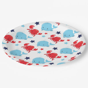 Navy pattern paper plate