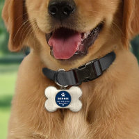 Navy Paw Print Dog Bone Monogram