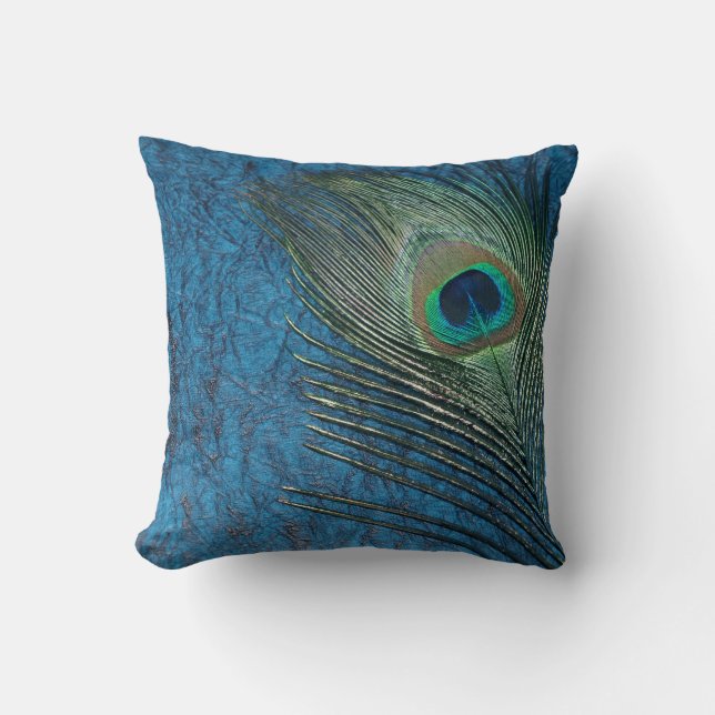 Navy Peacock Cushion (Front)