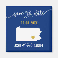 Navy Pennsylvania Wedding Save the Date Map