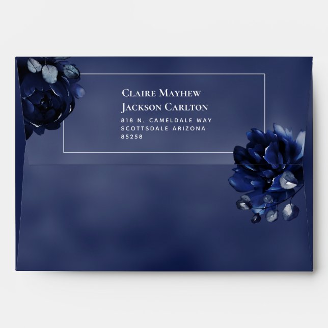 Navy Peony Assembly 5 x 7" Invitation Envelopes (Back (Top Flap))
