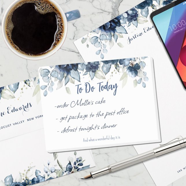 Navy Peony Dusty Blue Eucalyptus Greenery Post-it Notes (Creator Uploaded)