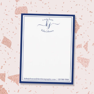 Navy Personalised   From The Desk Of Note Card