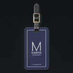 Navy Personalised Monogram and Name Groomsmen Luggage Tag<br><div class="desc">Add a personal touch to your wedding with personalised groomsmen luggage tag.
This luggage tag features personalised groomsman's monogram and name with title and wedding date in white modern sans serif font style on navy blue background.

Also perfect for best man,  father of the bride and more.</div>