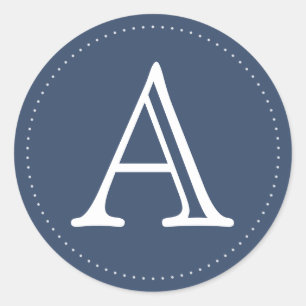 Navy Personalised Monogram Round Stickers