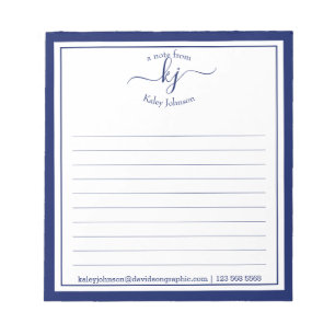 Navy Personalised Name   From The Desk Of Notepad