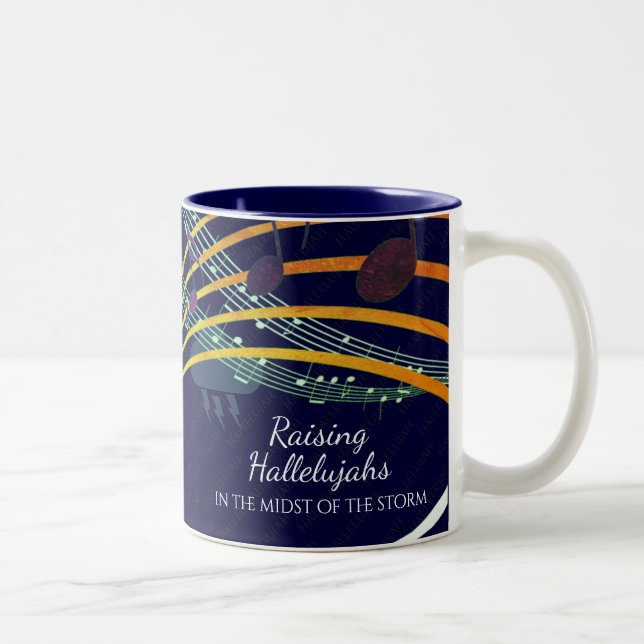Navy Personalised RAISE HALLELUJAH Christian Two-Tone Coffee Mug (Right)