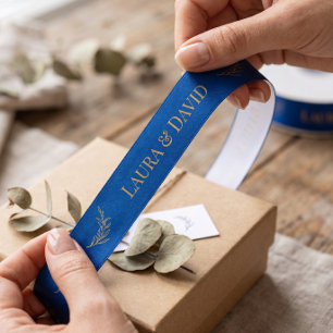 Navy Personalised Wedding Gift Ribbon Satin Ribbon